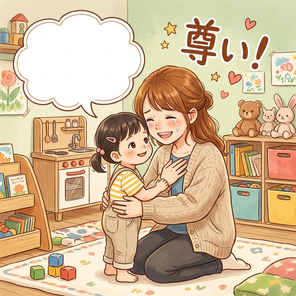 子供の言葉に感動する親のイラスト