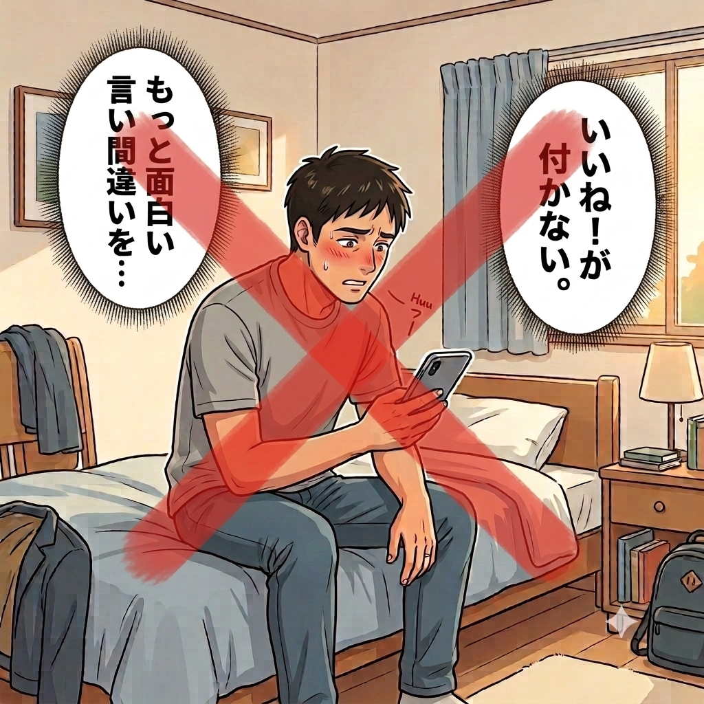いいねを求めて悩む様子(避けたい状況)